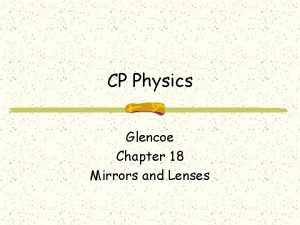 CP Physics Glencoe Chapter 18 Mirrors and Lenses