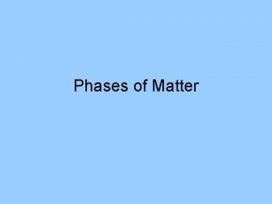 Phases of Matter Phases Review Solid Definite shape