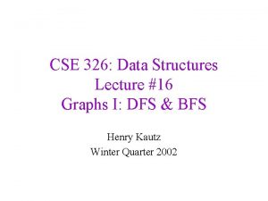 CSE 326 Data Structures Lecture 16 Graphs I