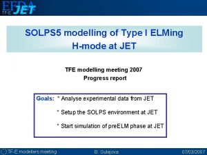 TFE SOLPS 5 modelling of Type I ELMing