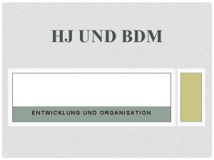 HJ UND BDM ENTWICKLUNG UND ORGANISATION WANN UND