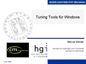 RuhrUniversitt Bochum Tuning Tools fr Windows Marcel Wrede