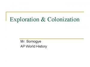 Exploration Colonization Mr Somogye AP World History Motives