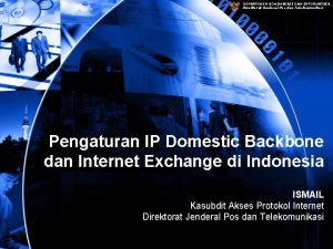 DEPARTEMEN KOMUNIKASI DAN INFORMATIKA Direktorat Jenderal Pos dan