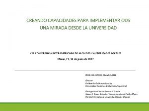 CREANDO CAPACIDADES PARA IMPLEMENTAR ODS UNA MIRADA DESDE