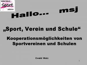 Sport Verein und Schule Kooperationsmglichkeiten von Sportvereinen und