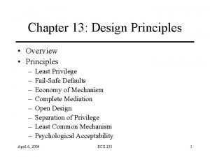 Chapter 13 Design Principles Overview Principles Least Privilege