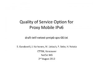 Quality of Service Option for Proxy Mobile IPv