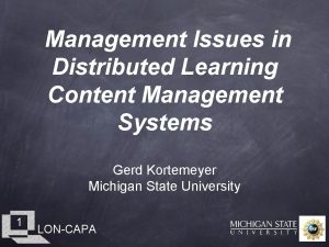 Management Issues in Distributed Learning Content Management Systems