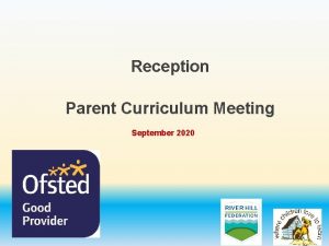 Reception Parent Curriculum Meeting September 2020 Aims Opportunity