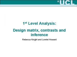 1 st Level Analysis Design matrix contrasts and