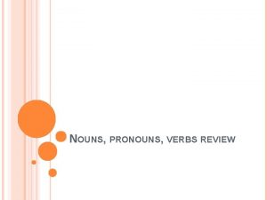 NOUNS PRONOUNS VERBS REVIEW NOUN PERSON PLACE THING