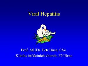 Viral Hepatitis Prof MUDr Petr Husa CSc Klinika