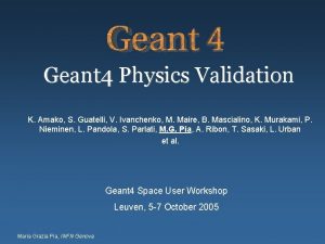 Geant 4 Physics Validation K Amako S Guatelli