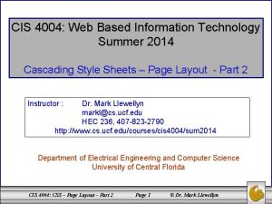 CIS 4004 Web Based Information Technology Summer 2014