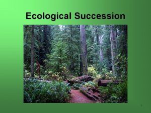Ecological Succession 1 Ecological Succession is The observed