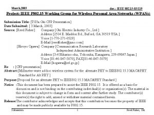 March 2003 doc IEEE 802 15 03119 Project