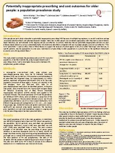 Potentially inappropriate prescribing and cost outcomes for older