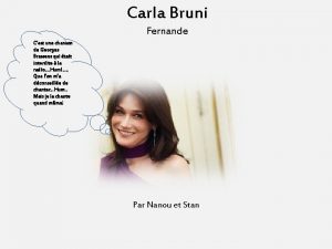 Carla Bruni Fernande Cest une chanson de Georges