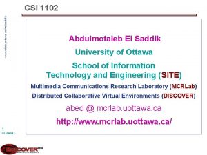 www site uottawa caelsaddik CSI 1102 Abdulmotaleb El