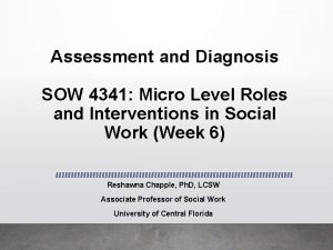 Assessment and Diagnosis SOW 4341 Micro Level Roles