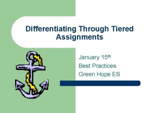 Differentiating Through Tiered Assignments January 15 th Best