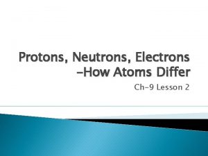 Protons Neutrons Electrons How Atoms Differ Ch9 Lesson