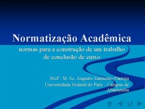 Normatizao Acadmica normas para a construo de um