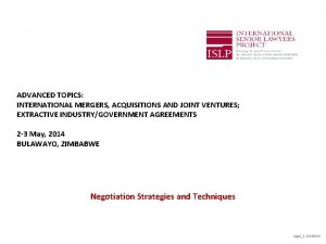 ADVANCED TOPICS INTERNATIONAL MERGERS ACQUISITIONS AND JOINT VENTURES