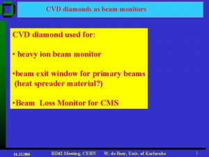 CVD diamonds as beam monitors CVD diamond used