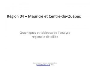 Rgion 04 Mauricie et CentreduQubec Graphiques et tableaux