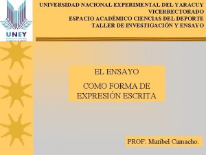 UNIVERSIDAD NACIONAL EXPERIMENTAL DEL YARACUY VICERRECTORADO ESPACIO ACADMICO