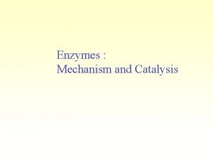 Enzymes Mechanism and Catalysis Enzymes DO NOT change