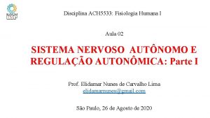 Disciplina ACH 5533 Fisiologia Humana I I Aula