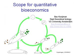Scope for quantitative bioeconomics Bas Kooijman Dept theoretical