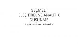 SEMEL ELETREL VE ANALTK DNME DO DR YUSUF