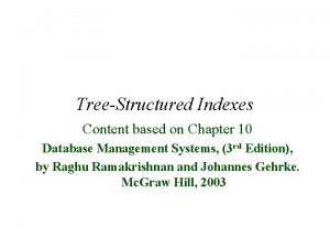 TreeStructured Indexes Content based on Chapter 10 Database