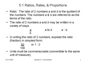 5 1 Ratios Rates Proportions Ratio The ratio
