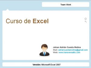 Team Work Curso de Excel Johan Adrin Cuesta