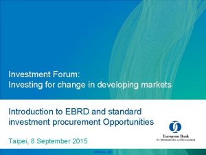 Investment Forum Investing for change in developing markets