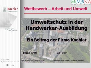 Wettbewerb Arbeit und Umweltschutz in der HandwerkerAusbildung Ein