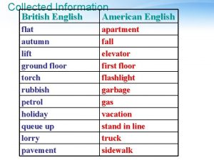 Collected Information British English American English flat autumn