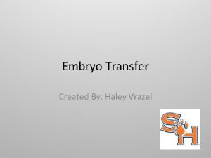 Embryo Transfer Created By Haley Vrazel Objectives Analyze