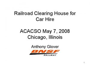 Railroad Clearing House for Car Hire ACACSO May