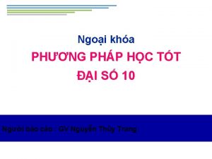 Ngoi kha PHNG PHP HC TT I S