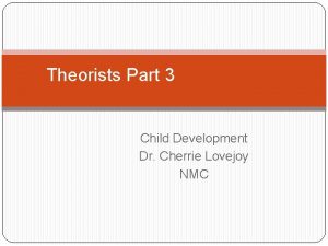 Theorists Part 3 Child Development Dr Cherrie Lovejoy
