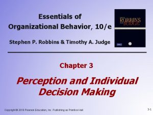 Essentials of Organizational Behavior 10e Stephen P Robbins