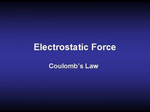 Electrostatic Force Coulombs Law Charges Two charges of