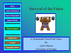 Story Game Directions Survival of the Fittest Game