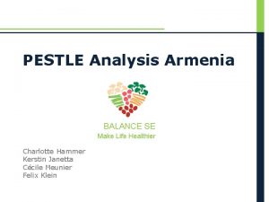 PESTLE Analysis Armenia BALANCE SE Make Life Healthier